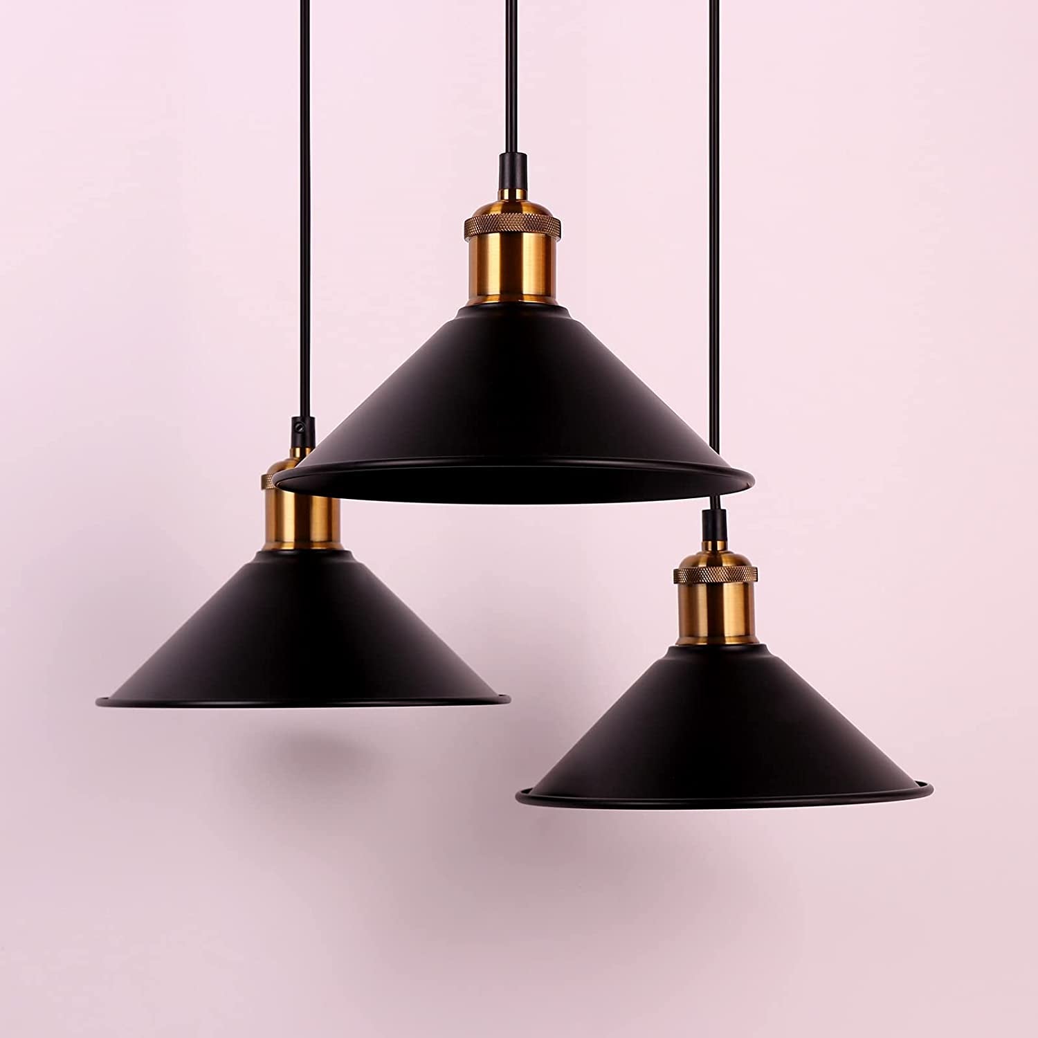 3-Light Black Pendant Lighting,Adjustable Linear Hanging Industry Loft Retro Metal Lights,E27,For Kitchen Island Living Room Dining Room