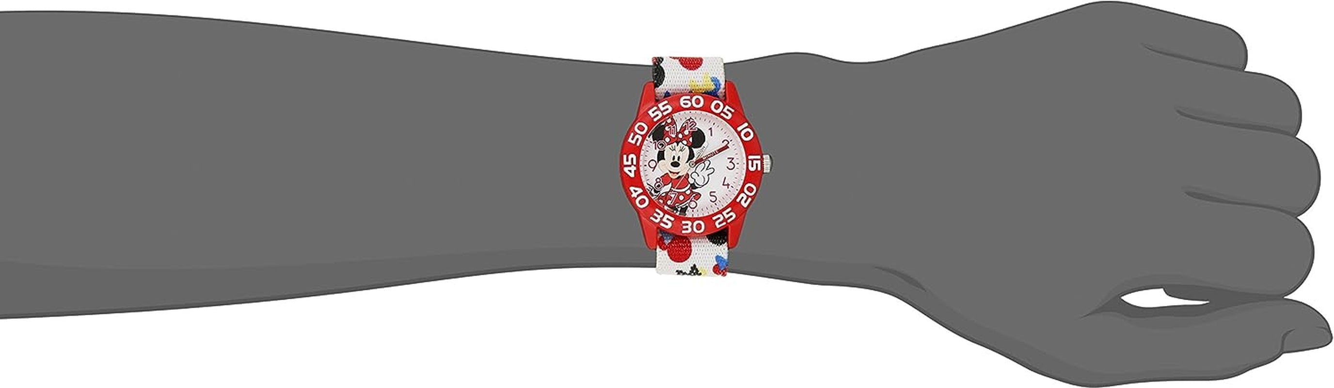 Minnie Mouse Kids' Plastic Time Teacher Analog Quartz Nylon Strap Watch, Multi, Quartz Movement