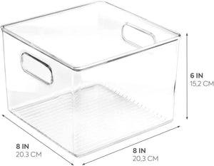 Kitchen Pantry and Cabinet Storage and Organization Bin, 8-Inch by 8-Inch by 6-Inch, Clear