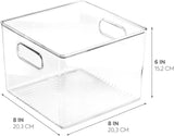 Kitchen Pantry and Cabinet Storage and Organization Bin, 8-Inch by 8-Inch by 6-Inch, Clear