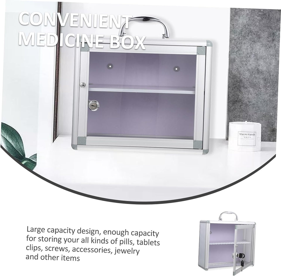 Medication Storage Case 1 Set Multi-Layer Medicine Box with Lock Office Accessories Car Lock Box Emergency Storage Box Locking Storage Box Wall-Mounted Locking Box Handle