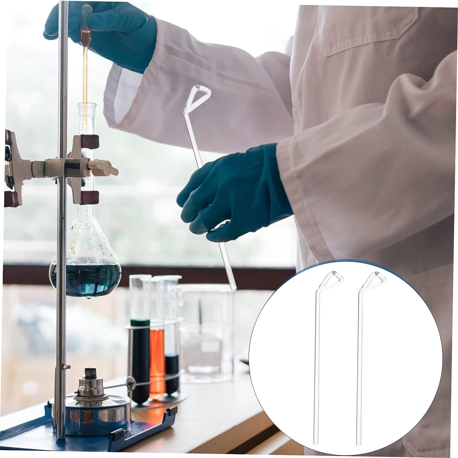 2Pcs Diffuser Cell Spreader Bars Cell Spreading Bar Science Experiment Kit Chemistry Glass Stick Cell Spreaders Glass Boom Transparent Triangle Cell Spreader