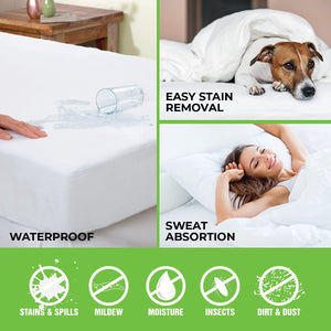 [2PCE] Home Master PVC Queen Bed Mattress Protector with Elastic Fit, Plastic - White