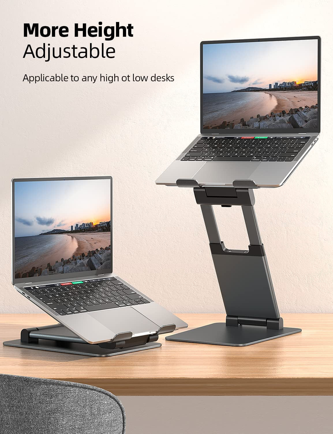 Laptop Stand, Ergonomic Sit to Stand Laptop Holder Convertor, Adjustable Height from 2.1" to 21", Supports up to 22Lbs, Compatible with Macbook, All Laptops Tablets 10-17" - Space Grey