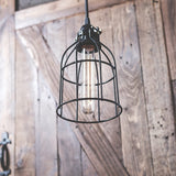 Cylinder Metal Wire Hanging Pendant Light Cage, Lamp Shade, Bulb Cover Guard, Ceiling Fan Globe Replacement, Lighting Fixture - Industrial Vintage DIY Project - Set of 2 - Black