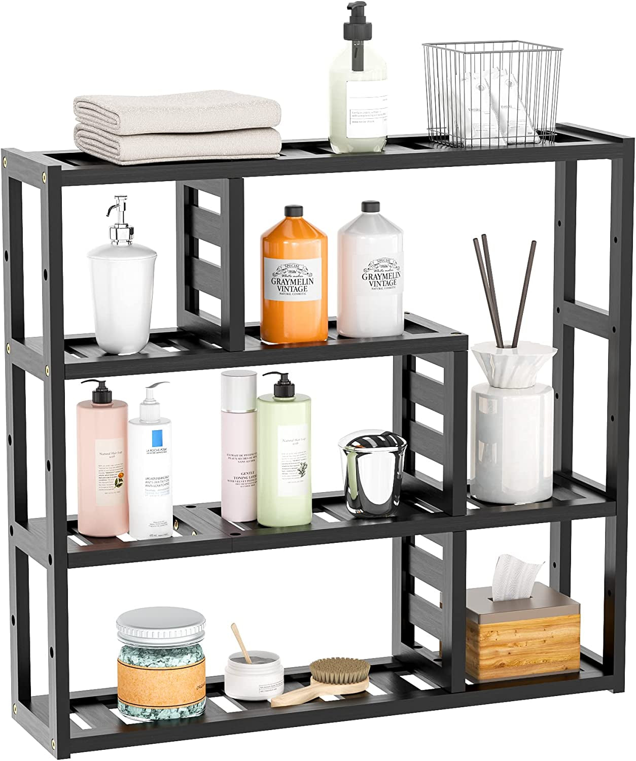 Bathroom Organizer over Toilet,Plant Stands for Indoor Plants,3 Tier Floating Shelves for Bedroom, Living Room, Bathroom and Kitchen