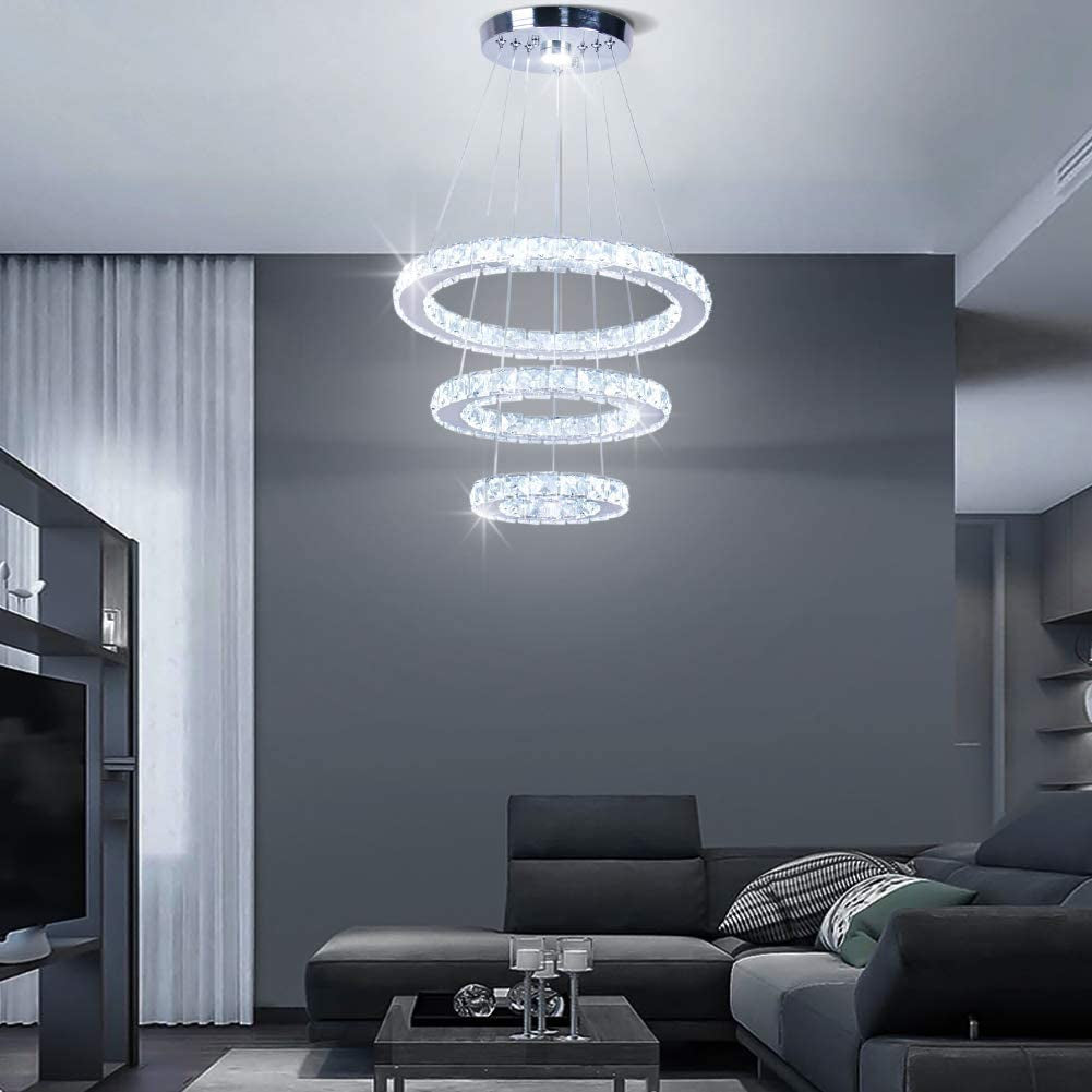 Modern Crystal Chandeliers LED Chandelier Pendant Lights Chandelier Rings Pendant Light 20/30/40Cm(8/12/16 Inches)(Cool White 20/30/40)