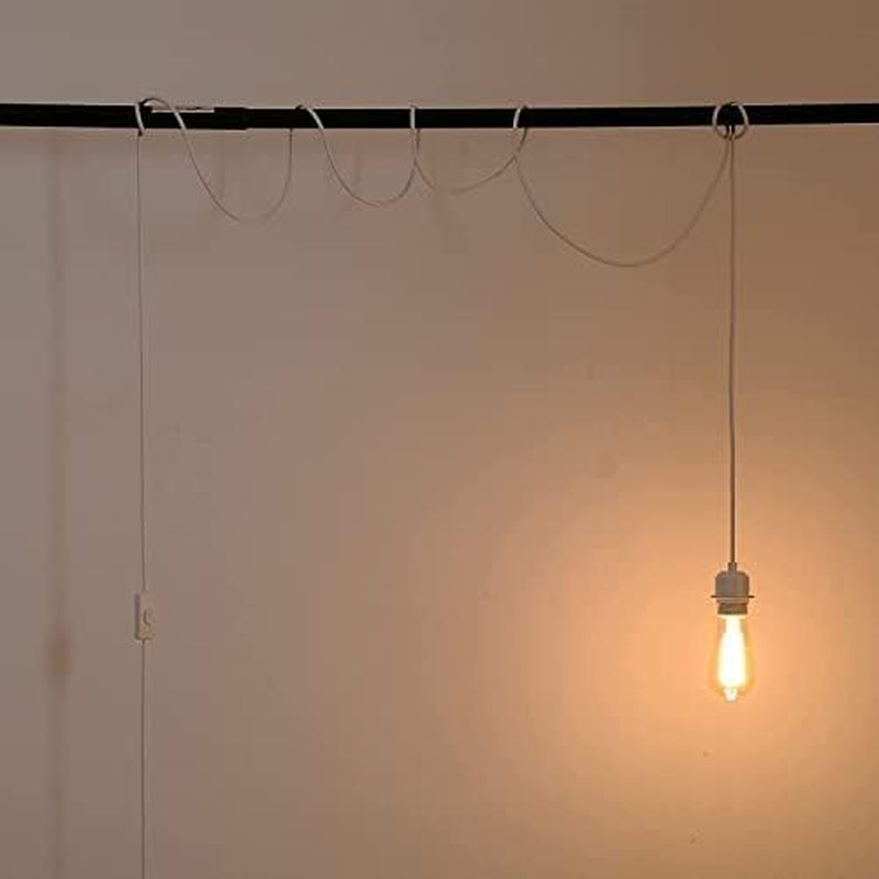 2 Pack Plug in Pendant Light Cord Kit, DIY Extension Hanging Lighting with E26 Socket & Switch - 15 FT