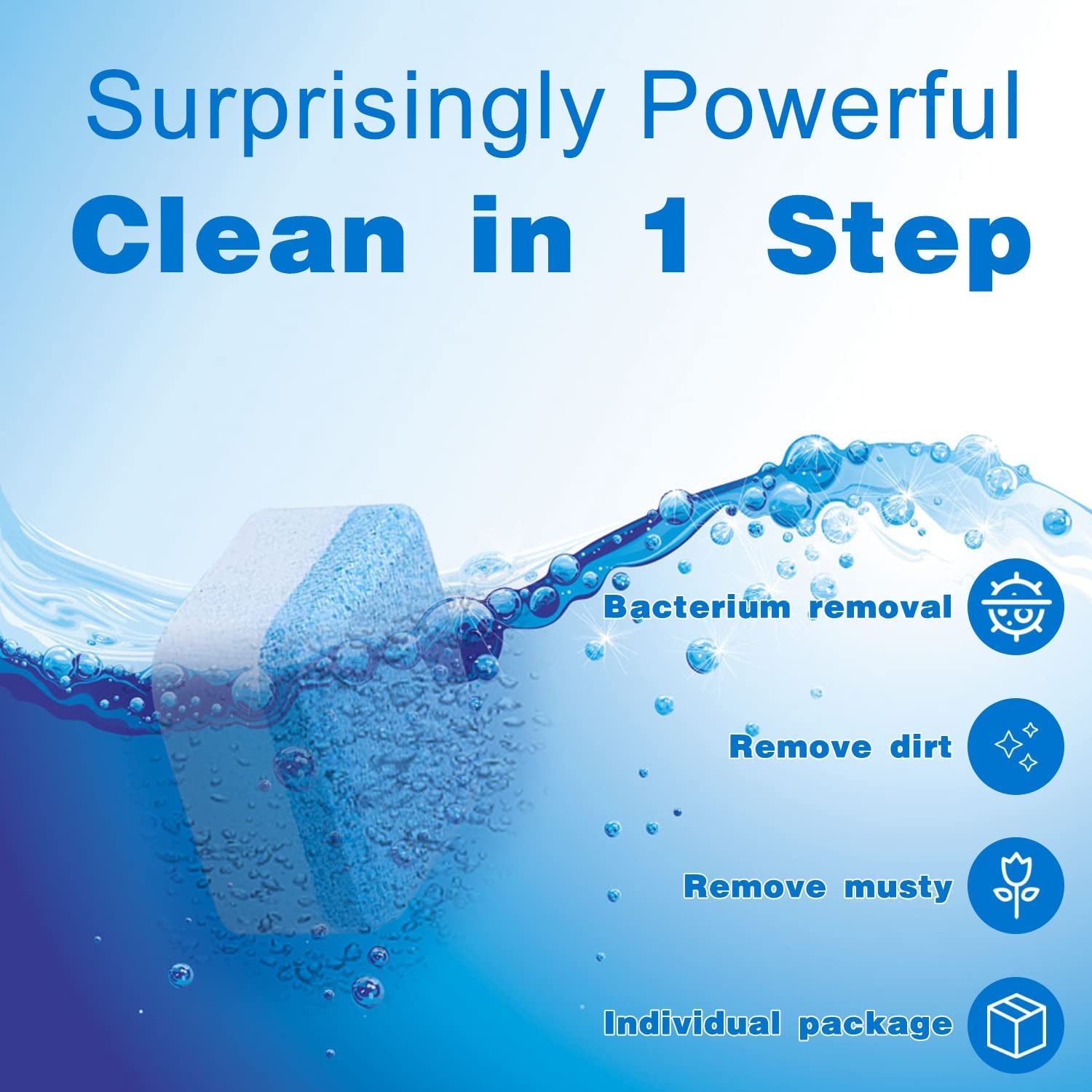 Washing Machine Cleaner Tablet, Solid Washing Machine Cleaner, Laundry Powder, Clean All Washing Machine Cleaner Front Loader, Deep Cleaning Remover with Triple Decontamination, Top Load for Bath Room Kitchen, Descaler Deep Remover Deodorant (30Pcs)