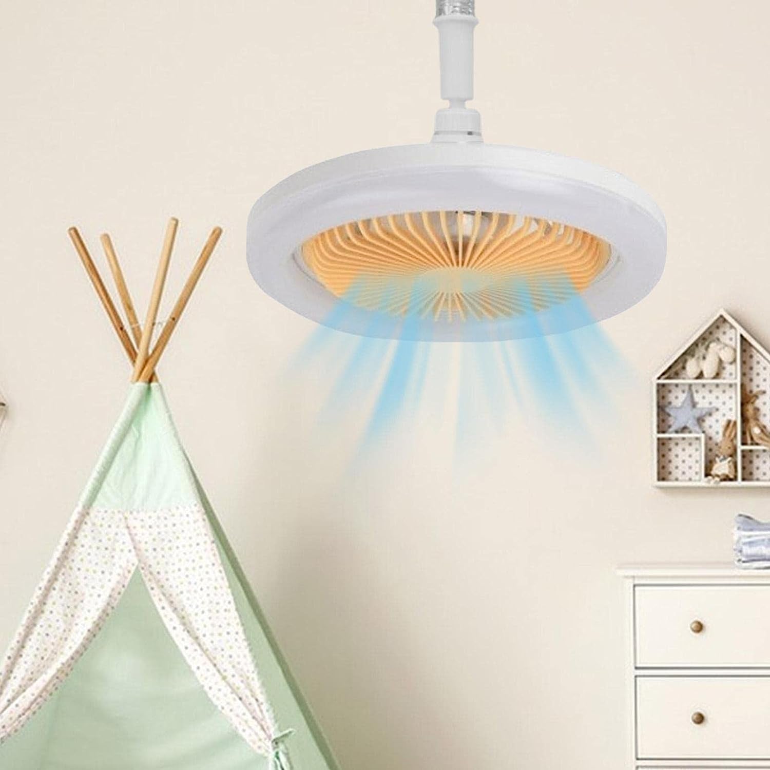 Fan Ceiling Fan with Light | Ceiling Fan Lamp | Light Socket Fan | Ceiling Fan with Led Lights and Remote Control, Low Profile Ceiling Fan with Dimmable Light for Kids Room, Kitchen, Bedroom