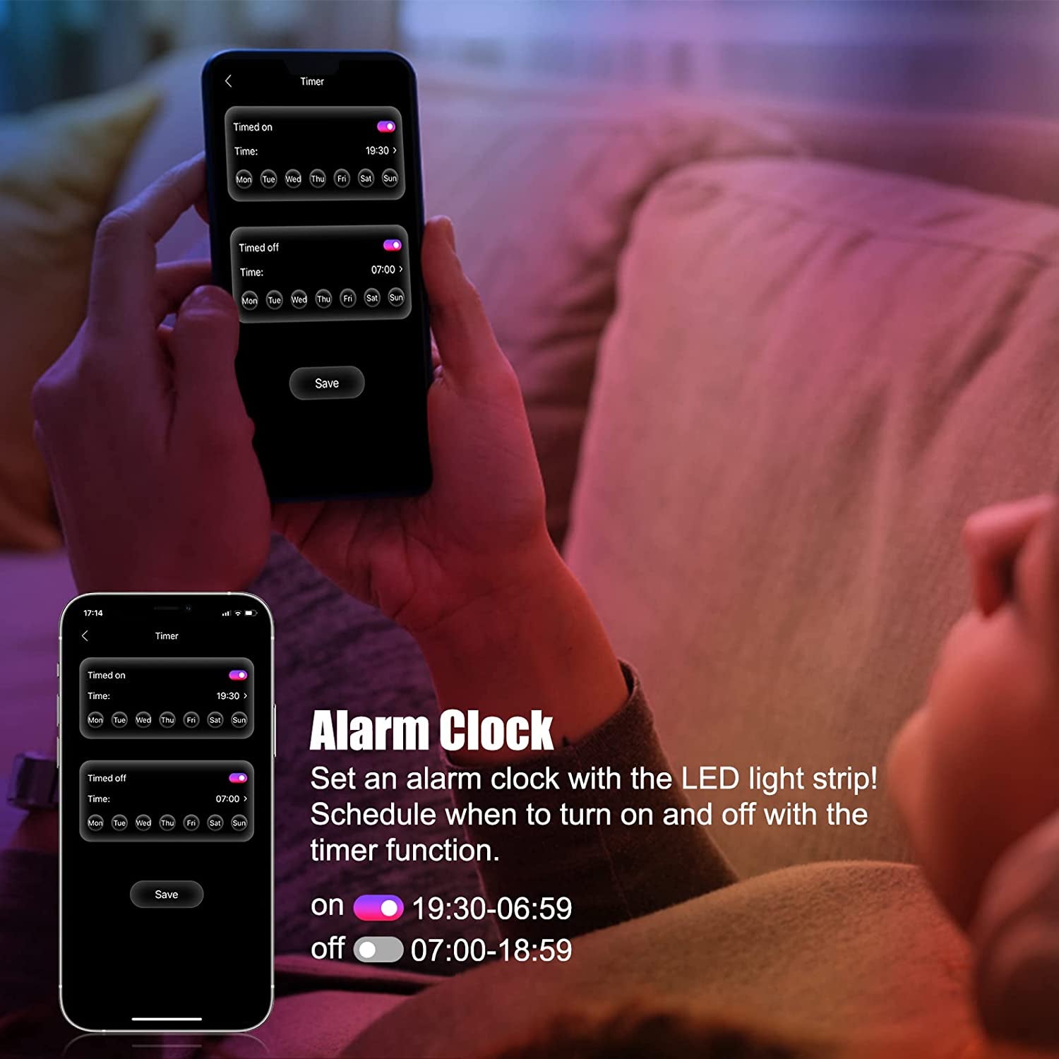 Smart LED Light Strip, [Timer Function]  6M/19.7Ft LED Strip Lights with Bluetooth, 5050 RGB LED Light, 16 Million Colors Changing, App Control, Music Sync, for Home, TV, Christmas, Halloween