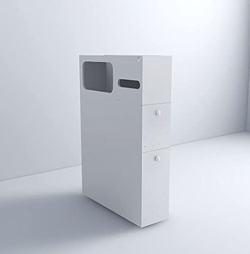 Bathroom Storage Rolling Cabinet Toilet Roll Holder White
