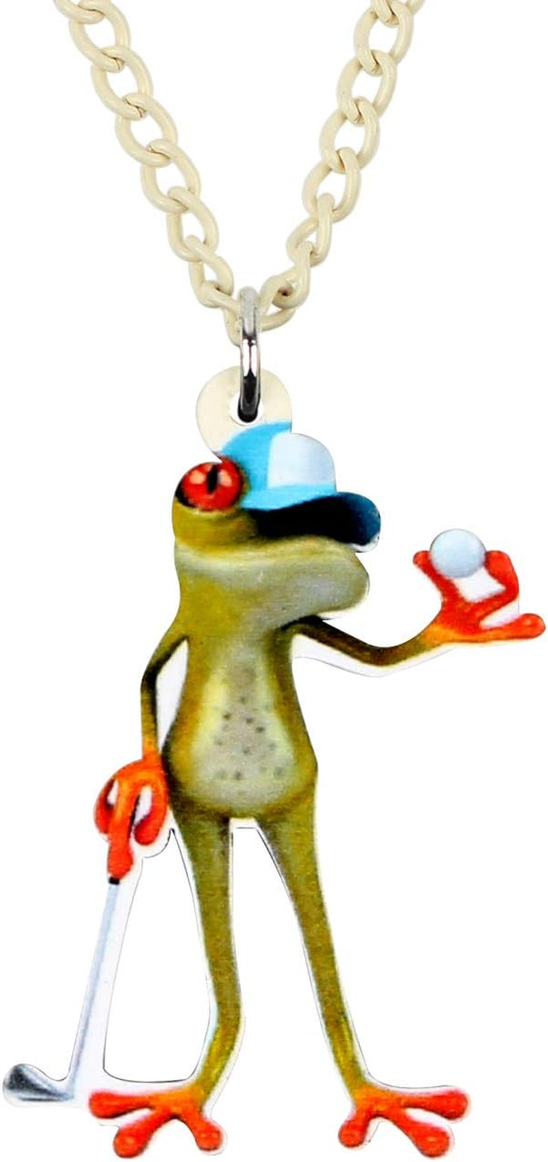 Acrylic Skateboard Frog Necklace Golf Boxer Frog Pendant Jewelry Gifts for Women Girls Ladies