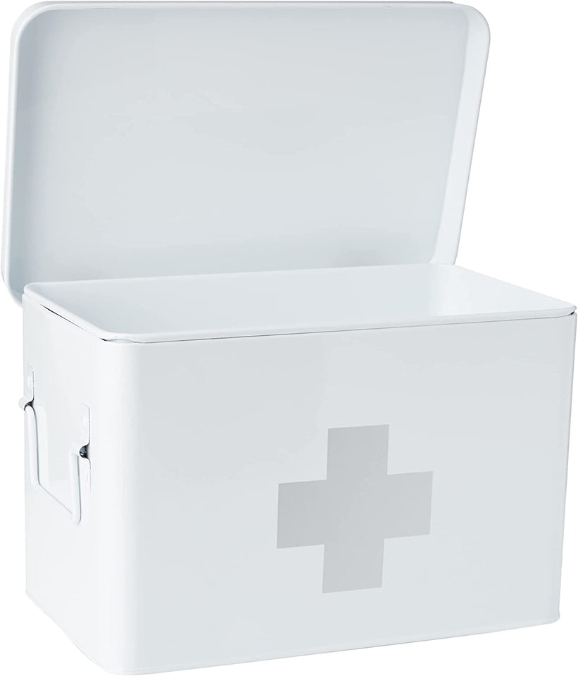First Aid Box 32X19,5X20Cm in White, Metal, 32 X 19.5 X 20 Cm