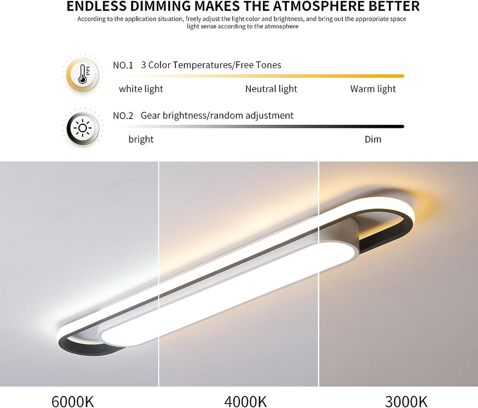 Modern LED Ceiling Light,28.3" Flush Mount Ceiling Lamp,50W Dimmable Metal Ceiling Chandelier Lighting Fixture for Living Room Bedroom Dining Room Office Hallway Aisle