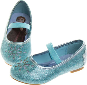 Frozen Elsa Minnie Mouse Shoes - Girls Mary Jane Flats - Kids Jelly Character Princess Dress up Costume Ballet Ballerina Flower School Party Flats Slip on (Pink/Blue) (Toddler/Little Kid)