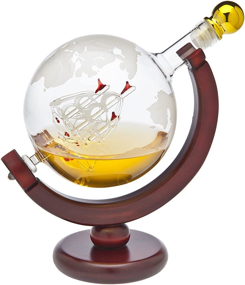 Whiskey Decanter Globe - for Liquor, Scotch, Bourbon, Vodka or Wine - 850Ml