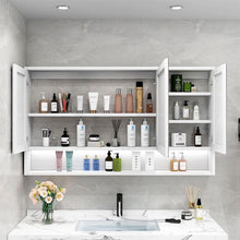Load image into Gallery viewer, Bathroom Mirror Cabinet Medicine Shaver Shaving Wall Storage Cupboard Organiser Shelves Furniture with LED Lights Doors White

