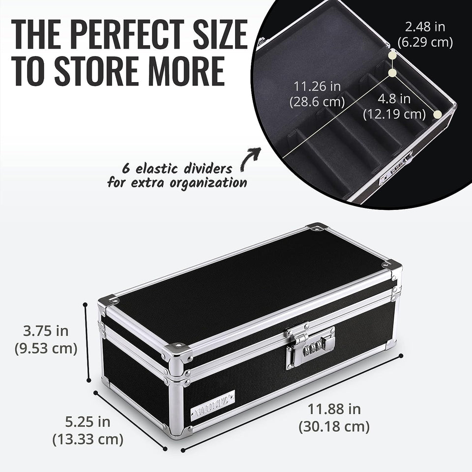 Locking Medicine Storage Box, 3.75 X 11.88 X 5.25 Inches, Black (VZ03480)