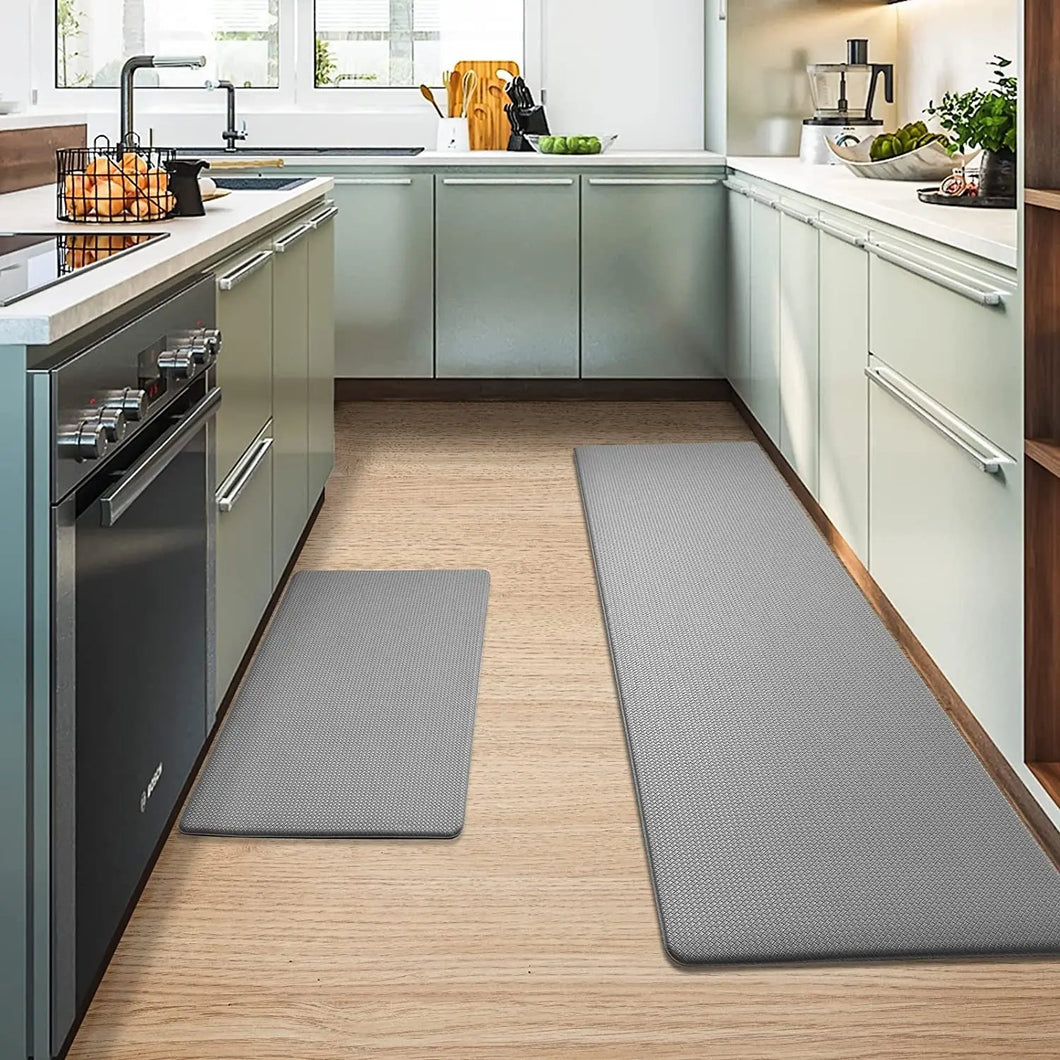 Kitchen Rugs and Mats, anti Fatigue Waterproof for Kitchen, Office & Garage，Non Skid Standing Kitchen Rug 2 Piece —（44X75Cm+44X150Cm）