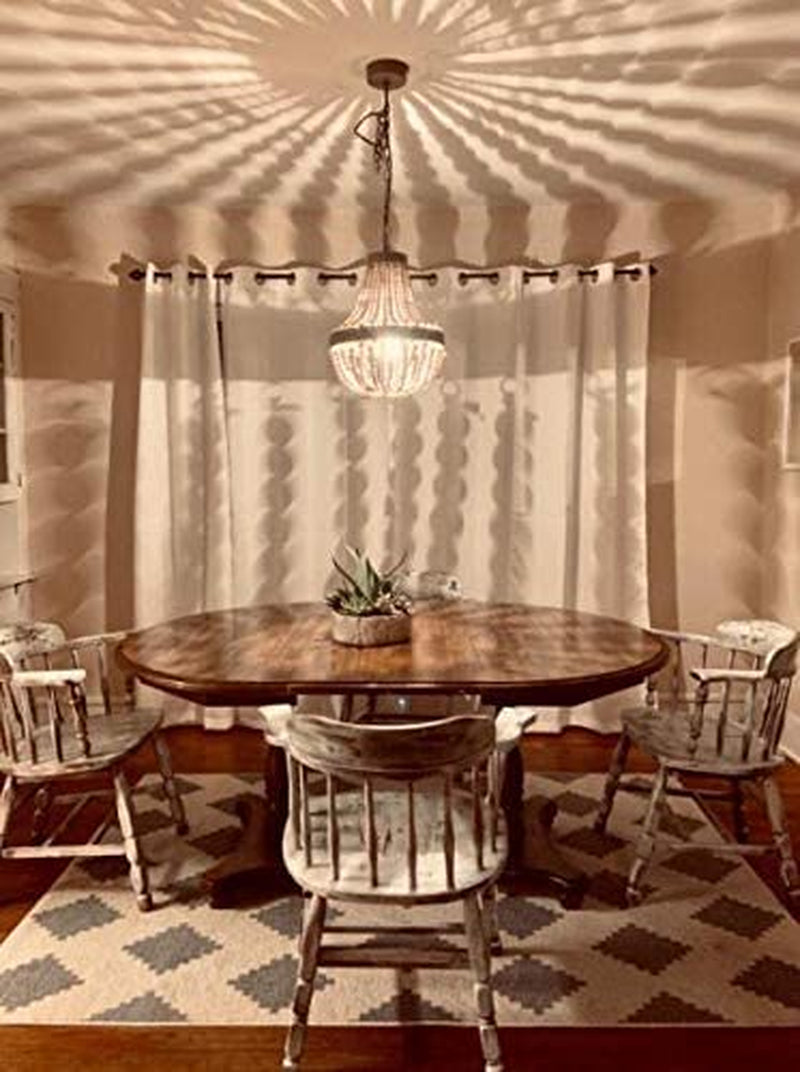 Retro Loft Vintage Rustic round Wooden Beads Pendant Lamp E27 Led Hanging Lamp Decor Lights Modern for Living Room Hotel Kitchen (Small)