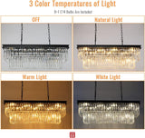 Modern Crystal Chandelier 8 Lights Black Ceiling Light L86Xw35Cm Luxury Crystal Pendant Lights Fixture 3 Colors Island Light Linear Chandeliers for Dining Room Living Room Kitchen Bulbs Included