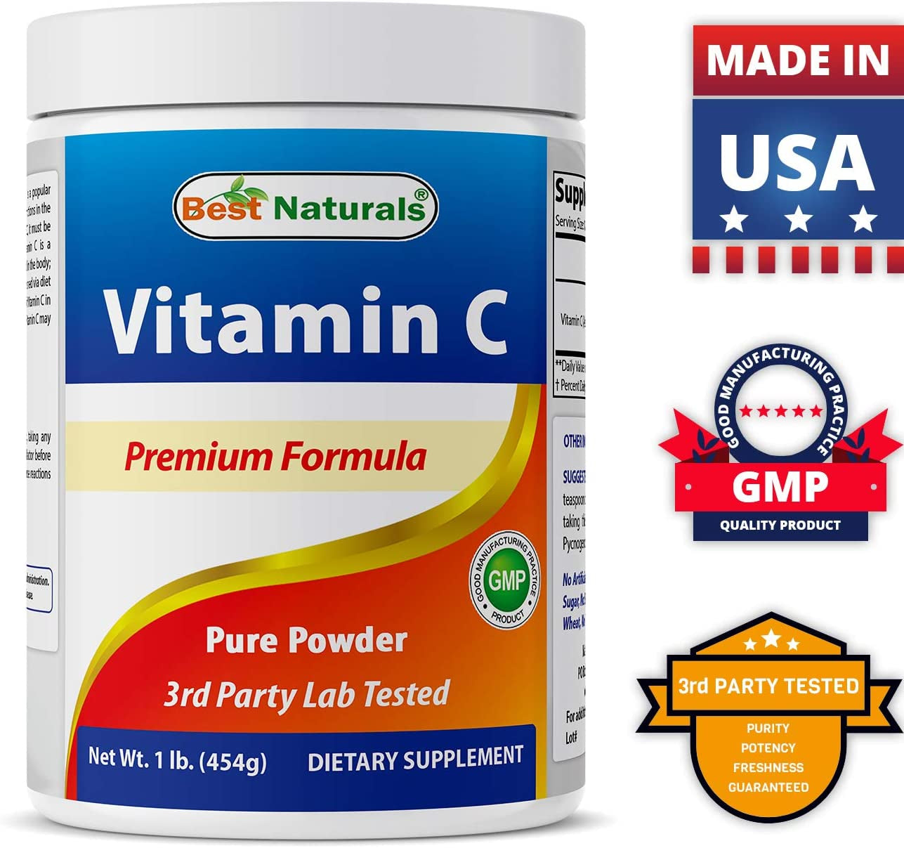 100% Pure Vitamin C Powder 1 Lb (454 Grams) Powder (Also Called Ascorbic Acid)