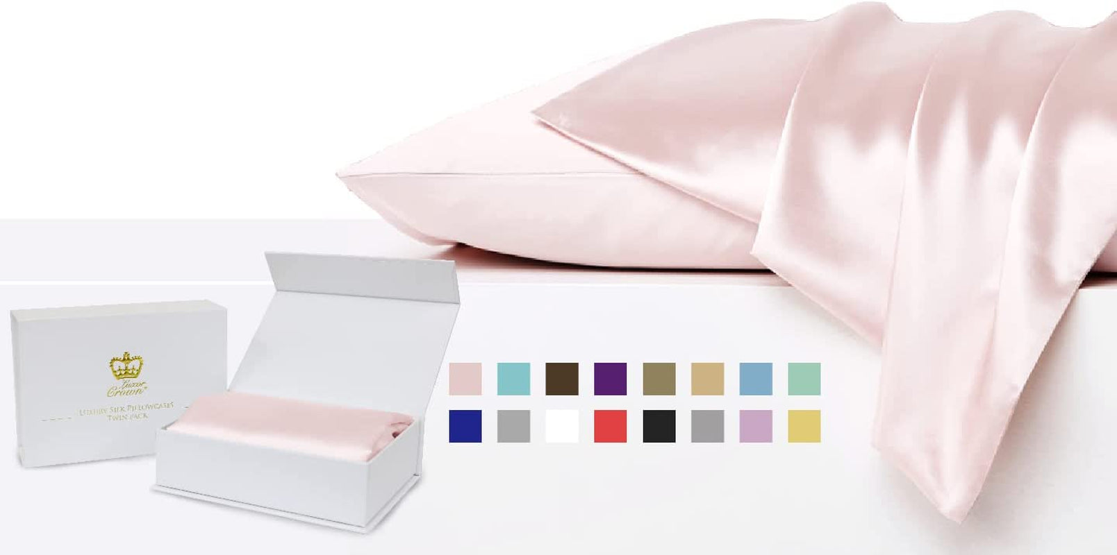 Crown Set of 2 Mulberry Silk Standard Pillowcases (Blush)