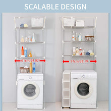 Load image into Gallery viewer, 3-Tier Adjustable Washing Machine Rack over Toilet Bathroom Organizer above Washer Dryer Storage Shelf Space Saving Rack, White
