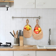 Load image into Gallery viewer, Hanging Wall Vegetable Fruit Baskets，Hanging Basket for Pantry Potato Garlic Onion Fruit Storage Handwoven Decorative Kitchen Organizer and Wall Planter Holder(Large)
