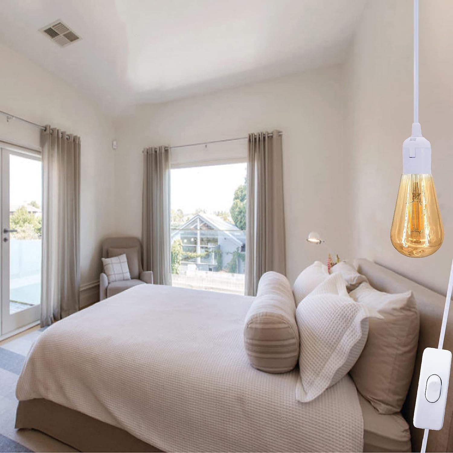 E27 LED Light Bulb Base 3M Extension Cable Cord with On/Off Switch, E26 Lamp Holder Socket AC AU Power Plug, Lights Lamp Bulb Cord for Bedroom Kitchen Plant Growth DIY Hanging Lanterns Pendant Light