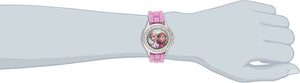 Kids' FZN3554 Frozen Anna and Elsa Rhinestone-Accented Watch with Glittered Pink Band, Pink, Quartz Movement