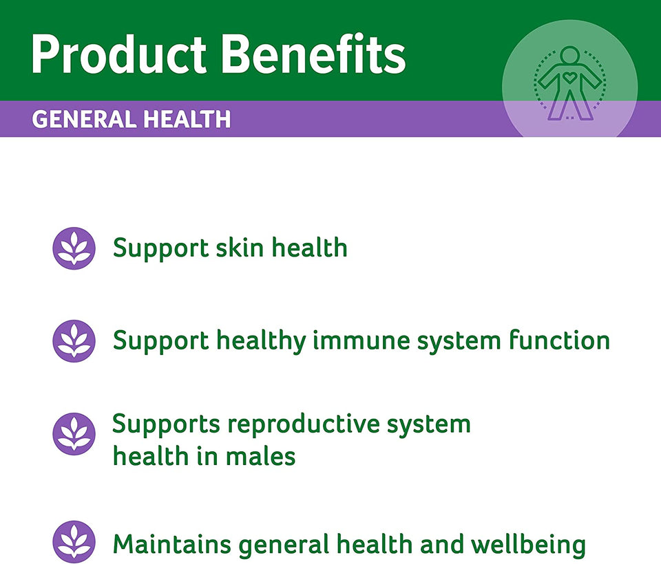 Zinc plus General Wellbeing - Supports Skin Health - Maintain Healthy Immune System Function, 150 Tablets