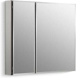 CB-CLC3026FS 30" W X 26" H Two-Door Bathroom Medicine Cabinet with Mirror, Recessed or Surface Mount Bathroom Wall Cabinet, Beveled Edges,Silver