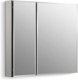 CB-CLC3026FS 30" W X 26" H Two-Door Bathroom Medicine Cabinet with Mirror, Recessed or Surface Mount Bathroom Wall Cabinet, Beveled Edges,Silver