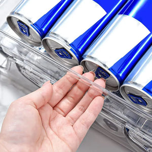 2-Pack Soda Can Organiser Bin for Refrigerator, 2-Tier Stackable Can Holder Dispenser with Automatic Rolling, Fridge Storage Rack, for Australia Beverage Beer Soda Seltzer Pop Can and Canned Food, for Fridge Freezer Pantry Cabinet Kitchen, Clear Design