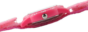 Princess Kids' Plastic Time Teacher Analog Quartz Nylon Strap Watch, Pink
