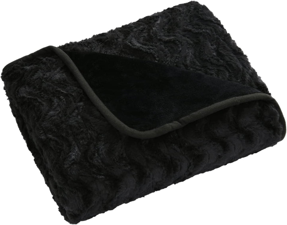 Luxurious Faux Fur 500GSM Electric Heated Coral Fleece Throw Rug Snuggle Blanket Reversible Adjustable 9 Heat Settings with LED Display Detachable Controller - 160X120Cm (Charcoal)
