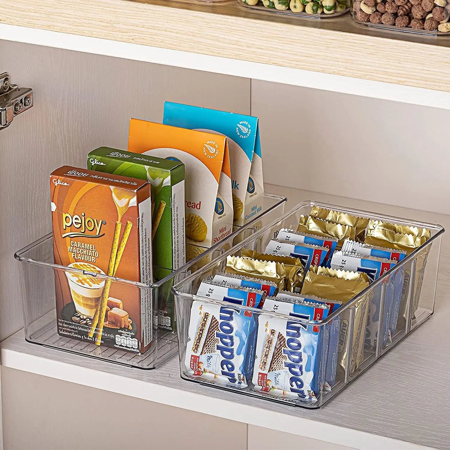 8 Pack Clear Food Storage Organizer Bins, Removable Snack Organizer Pantry Organization Storage Racks with Dividers for Kitchen, Fridge, Cabinet,Pantry,Bedrooms, Bathrooms
