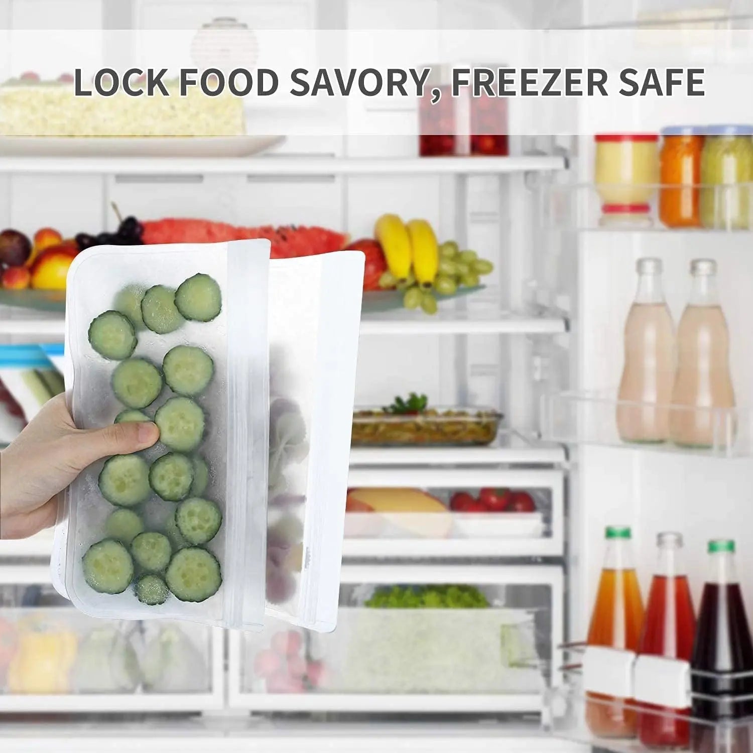 10 Pack Reusable Ziplock Bag for Fridge Freezer Food Storage,Extra Thick Leakproof Lunch Bag for Kitchen Food Storage Handy Kitchen Tools & Gadgets, Home Kitchen Storage & Organisation Set