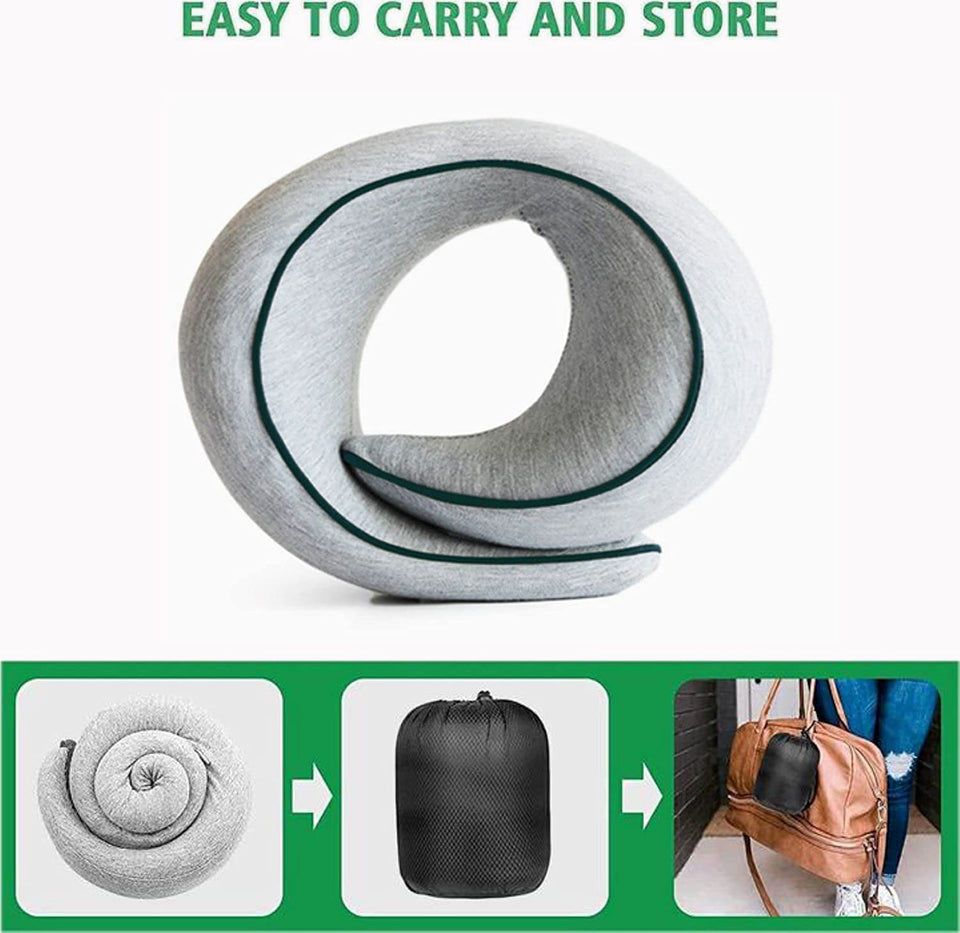 Neck Pillow for Travel - Memory Foam, Comfortable & Breathable Soft U Shaped Pillows Neck & Head Support Relieve Fatigue, Portable Pillows for Airplane, Cars, Office,Roll Pillow with Washable Cover
