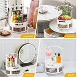 Lazy Susan Organizer, 9.4 Inch Turntable Cabinet Organizer Rotating Spice Rack Kitchen Storage Cosmetic Makeup Organizers for Cabinet Kitchen Pantry Refrigerator Countertop Organization-White