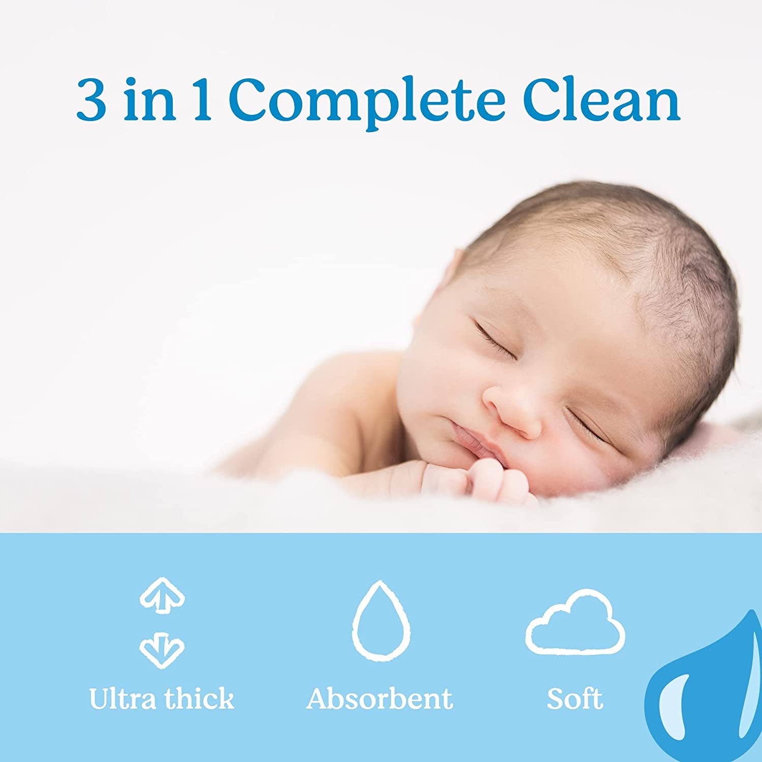 Thick Baby Wipes 99% Purified Water 432 Count (6 X 72 Pack) - Packaging May Vary