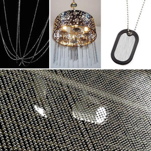 Beaded Pull Chain Extension with Connector, Stainless Steel 5 M Length Pull Chain with 40 Matching Connectors for Daily Life-Silver