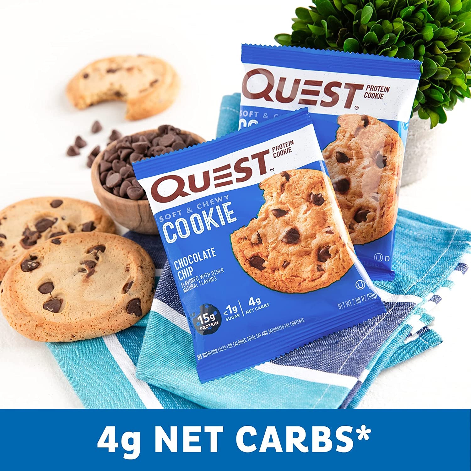 Chocolate Chip Protein Cookie, Keto Friendly, High Protein, Low Carb, 12 Count