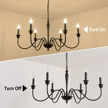 Load image into Gallery viewer, 6-Light Farmhouse Chandeliers Black Classic Candle Ceiling Pendant Light Fixture Rustic Ceiling Chandelier for Foyer,Living Room,Kitchen Island,Dining Room
