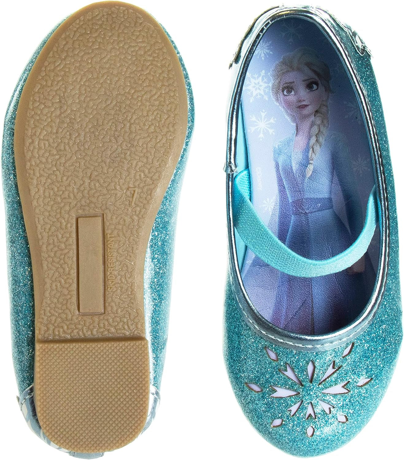Frozen Elsa Minnie Mouse Shoes - Girls Mary Jane Flats - Kids Jelly Character Princess Dress up Costume Ballet Ballerina Flower School Party Flats Slip on (Pink/Blue) (Toddler/Little Kid)