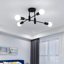 Load image into Gallery viewer, Mid Century Black Sputnik Chandelier Industrial Semi Flush Mount Ceiling Light 4-Light Rustic Sputnik Ceiling Light Fixture for Dining Room Bedroom

