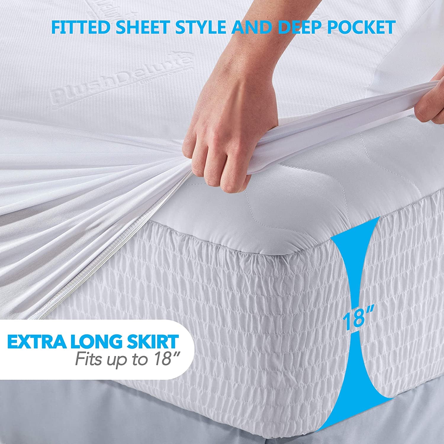 Premium Bamboo Mattress Protector – Waterproof & Ultra Soft Breathable Bed Mattress Cover for Comfort & Protection - (Queen Size)