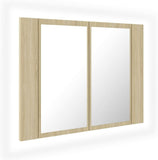 LED Bathroom Mirror Cabinet Indoor Washroom Vanity Wall Furniture Household LED Mirror Storage Cabinet with RGB Light Sonoma Oak Acrylic